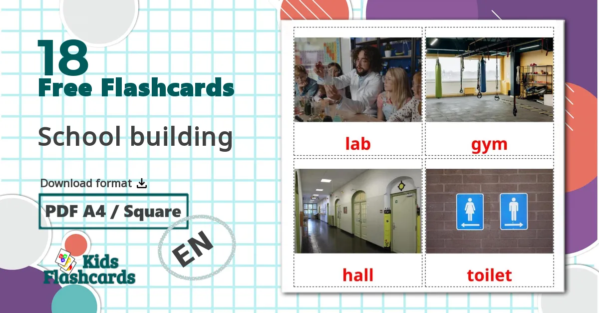 18 School building flashcards